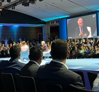 Investors listening to a discussion hosted by a European asset manager. Photo: IO.