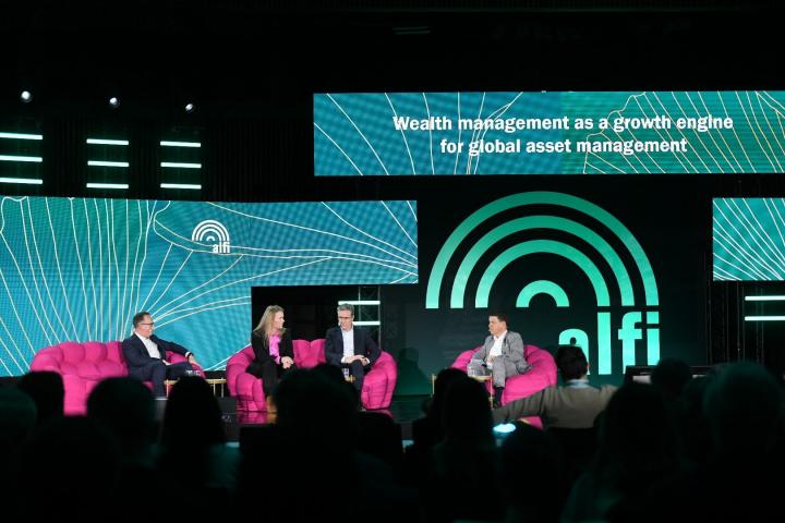 The panel discussion on Luxembourg wealth management at the Alfi conference last week. Photo: Alfi.