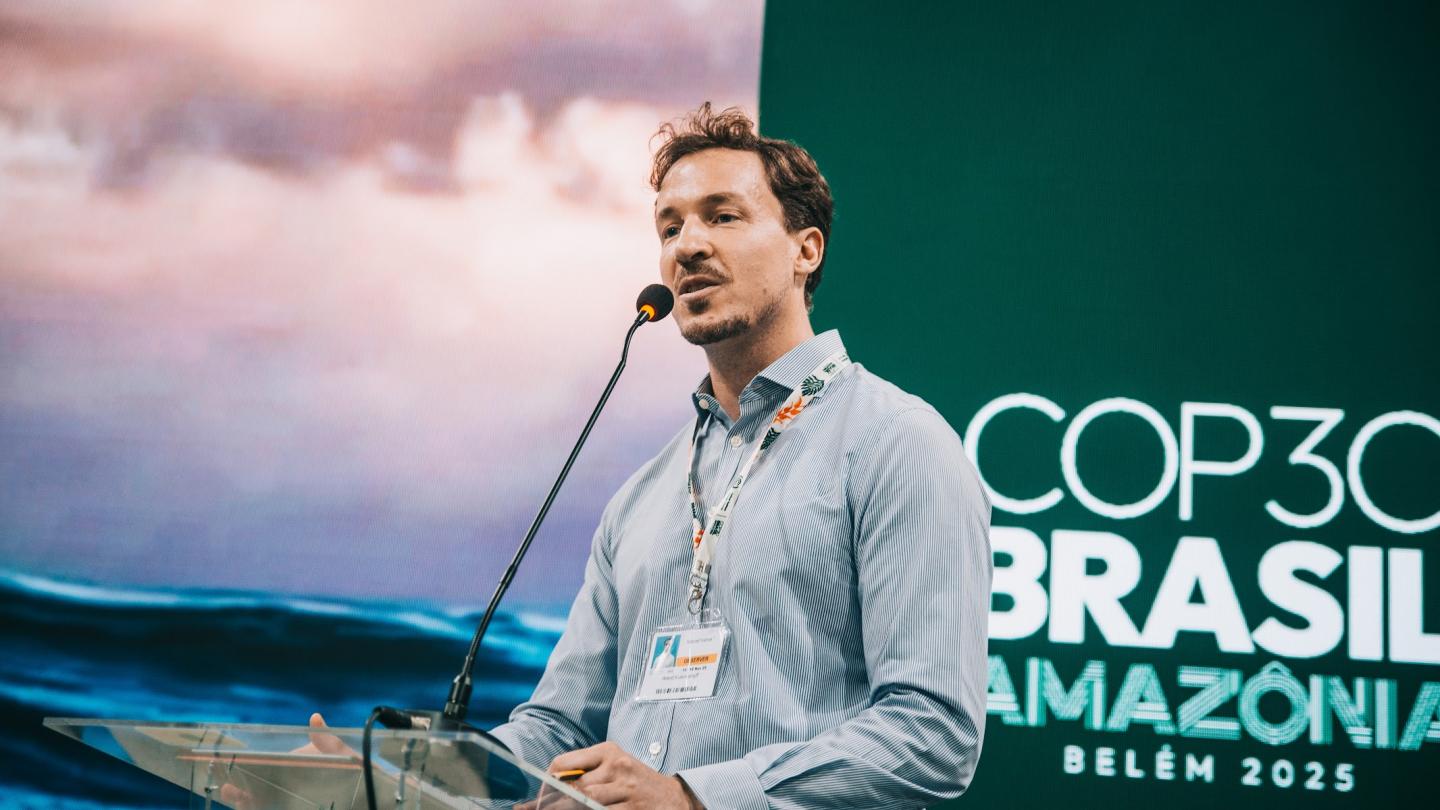 NatureFinance's Arend Kulenkampff addressing the COP30 meeting. Photo: NatureFinance.