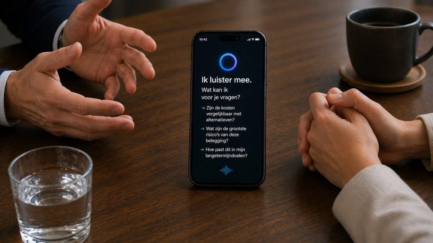 Hoe de digitale assistent zijn plek opeist in een klantgesprek. Illustratie gemaakt met AI.