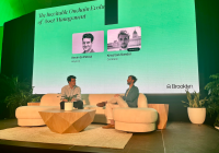 Keyrock CEO Kevin de Patoul (left) speaking at the Real World Asset Summit in Brooklyn last week.