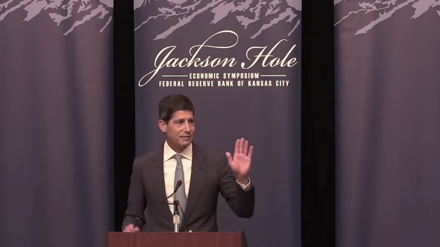 Fed-chair Kevin Warsh in Jackson Hole on Friday. Photo: Kansas City Fed. 