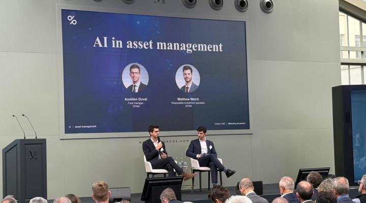 Aurélien Duval en Matthew Welch op de AI-conferentie van DPAM