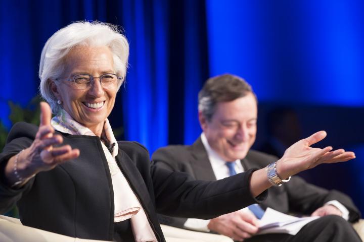 ECB President Christine Lagarde and Italy's Prime Minister Mario Draghi, pictured at a 2015 IMF meeting. Photo: IMF.