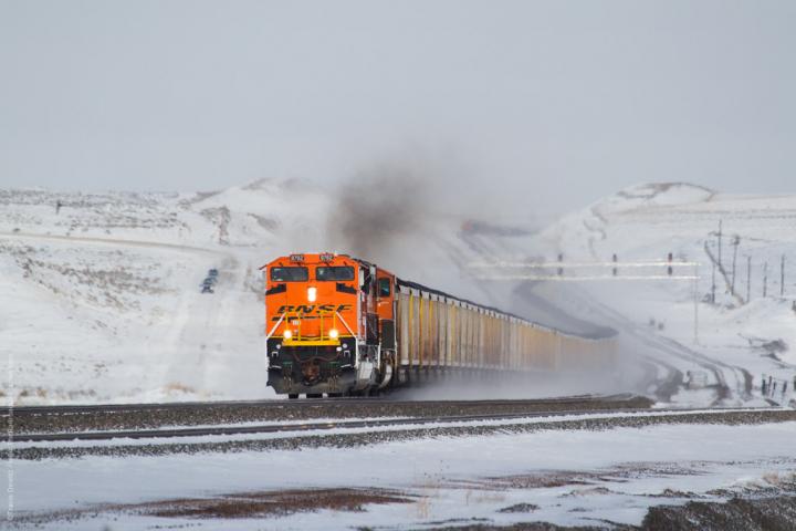 A BNSF coal train in Wyoming. Photo via Flickr.