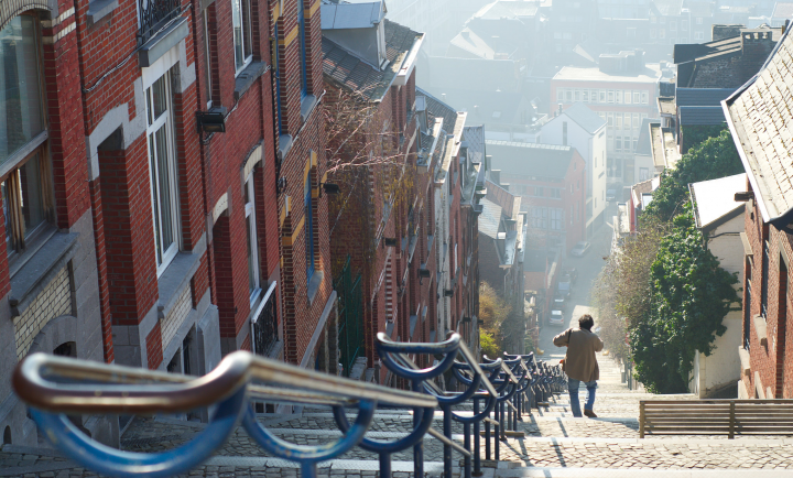 Montagne de Bueren, a steep street in Liège. Photo: Guillaume Galdrat via Flickr CC-BY-2.0.
