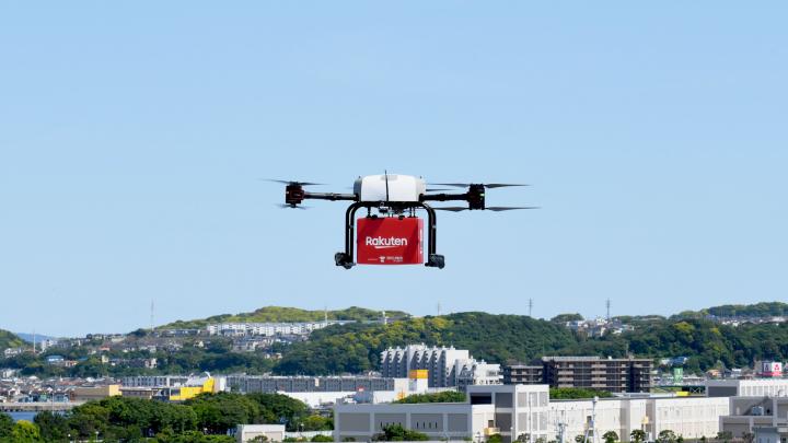 Package delivery by drone in Japan. Photo: Rakuten.