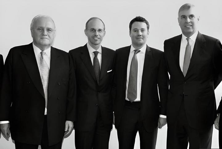 Celebrating the creation of Banque Havilland in 2009. From left to right: Banque Havilland president David Rowland; Luxembourg finance minister, now prime minister; Luc Frieden, CEO Jonathan Rowland; and Prince Andrew, HRH The Duke of York.