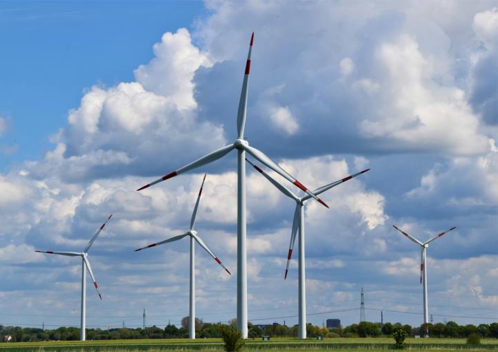 Een windmolenpark in Duitsland