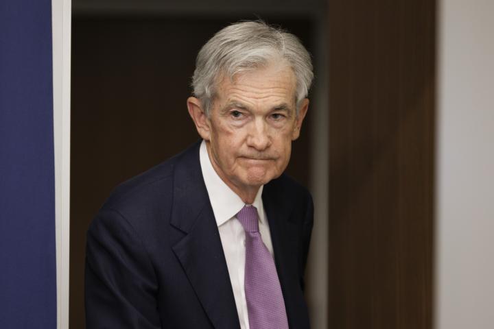 Fed Chairman Jerome Powell during a press conference following the presidential victory of Trump. Photo by Aaron Schwartz via Sipa USA