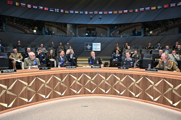 Admiral Bauer chairs a NATO Military Committee meeting in Brussels. Photo by NATO.