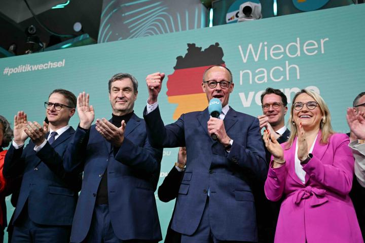 Friedrich Merz (R), leader of Germany's conservative Christian Democratic Union (CDU). Photo Ina Fassbender / AFP