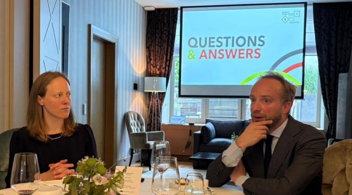 Hélène Samain (Yours Advisory) en Thomas Descours (Intuitae), costichters van de Belgian Family Office Association