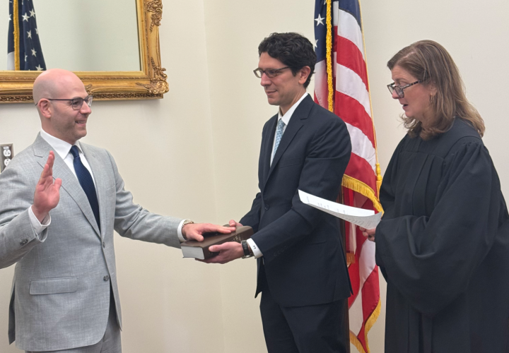 Stephen Miran (left) was sworn in as Fed governor in September last year. Photo: Federal Reserve.