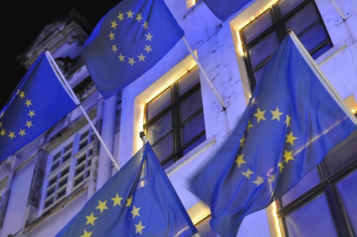 EU flags in Brussels. Photo by Matt May via Flickr CC-BY-2.0.