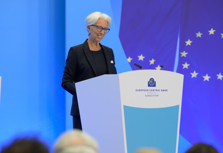 ECB President Christine Lagarde speaking at Thursday's monetary policy press conference. Photo: ECB.