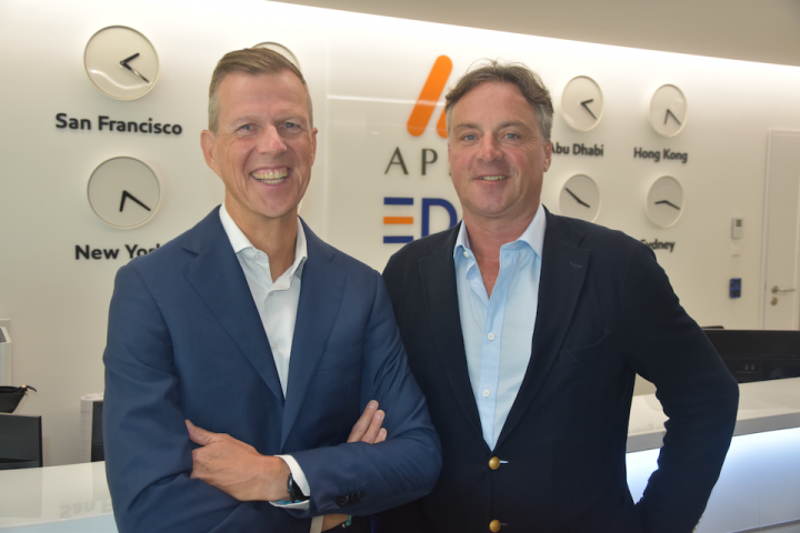 Pierre Weimerskirch, country head of Apex Group Luxembourg, and Peter Hughes, CEO and founder of Apex Group. Photo: Raymond Frenken.
