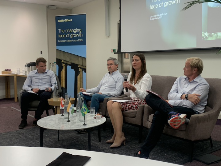 Baillie Gifford's emerging markets team at Friday's European Media Forum presentation in Edinburgh.