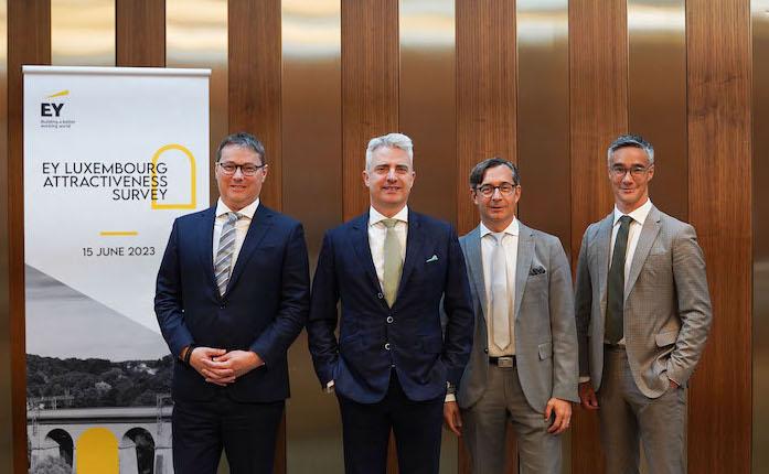 L-to-R: Adriana Boixados Prio, EY people leader; Olivier Coekelbergs, country managing partner and CEO; and José Longrée, managed services leader, at the press event on Tuesday. Photo: Raymond Frenken.