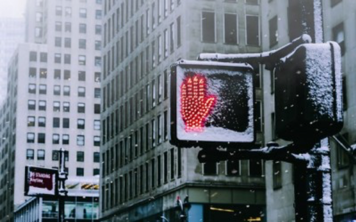 No walk sign US city