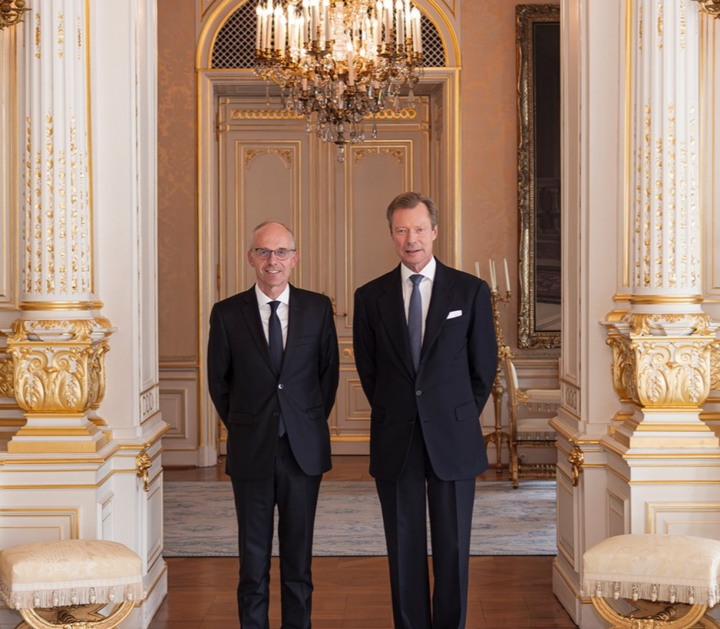 CSV leader Luc Frieden (left) on Monday was appointed as formateur by Grand Duke Henri. Photo: Grand Cour Ducale.